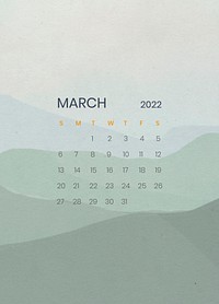 Mountain March monthly calendar editable monthly calendar psd