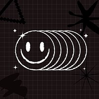 Cyberpunk smiling face collage element, grunge, funky design vector