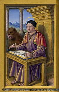 Mark the Evangelist, miniature from the Grandes Heures of Anne of Brittany, Queen consort of France (1477-1514).