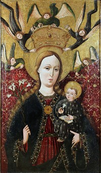 Painting of Madonna and Child from the St. Laurence's Church in Těrlicko-Kostelec, painting in the form of 1500, overall view.