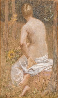 Seated Female Figure Seen from Behind (1889) painting in high resolution by Pierre Puvis de Chavannes. Original from the Minneapolis Institute of Art. Digitally enhanced by rawpixel.. Original from the Minneapolis Institute of Art.