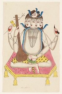 Shiva during 19th century painting in high resolution. Original from the Minneapolis Institute of Art. Digitally enhanced by rawpixel.. Original from the Minneapolis Institute of Art.