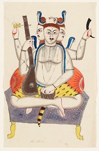 Shiva during 19th century painting in high resolution. Original from the Minneapolis Institute of Art. Digitally enhanced by rawpixel.. Original from the Minneapolis Institute of Art.