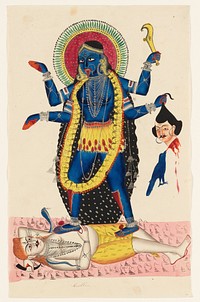 Kali Trampling Upon Shiva (1854&ndash;1855) painting in high resolution. Original from the Minneapolis Institute of Art. Digitally enhanced by rawpixel.. Original from the Minneapolis Institute of Art.