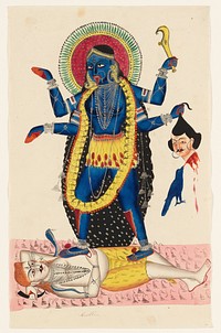 Kali Trampling Upon Shiva (1854–1855) painting in high resolution. Original from the Minneapolis Institute of Art. Digitally enhanced by rawpixel.. Original from the Minneapolis Institute of Art.