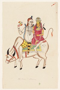 Shiva and Parvati Seated on Nandi during 19th century painting in high resolution. Original from the Minneapolis Institute of Art. Digitally enhanced by rawpixel.. Original from the Minneapolis Institute of Art.