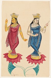 Two Female Deities during 19th century painting in high resolution. Original from the Minneapolis Institute of Art. Digitally enhanced by rawpixel.. Original from the Minneapolis Institute of Art.