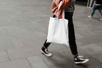 Woman using eco tote bag