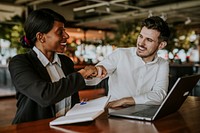 Business colleagues working together, co-working space photo