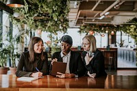 Business colleagues working together, co-working space photo