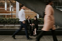 Businesswomen chatting during lunch break