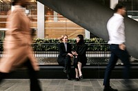 Businesswomen chatting during lunch break