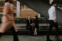 Businesswomen chatting during lunch break