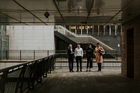 Business colleagues taking a walk together