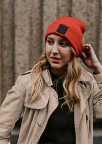 Trench coat & beanie mockup, women's apparel psd