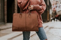 Leather bag mockup, women's fashion psd