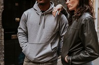 Diverse couple wearing street apparel