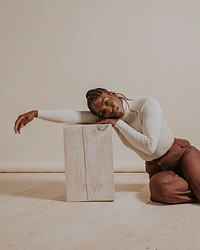 Woman wearing white turtleneck sweater, Winter fashion