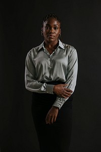 Businesswoman in silky shirt, formal fashion