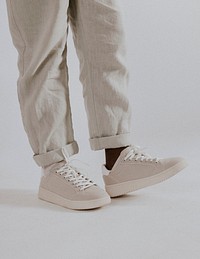 Gray canvas sneakers, minimal fashion