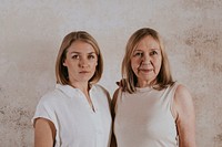 Mother and daughter wearing dress, minimal fashion