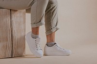 White canvas sneakers, street fashion