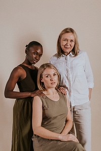 Diverse women portrait, minimal fashion 