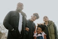 Happy African-American family smiling