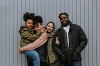 Happy African-American family smiling