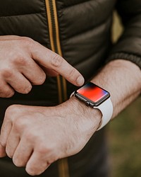 Man hand using smartwatch, digital device