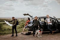 Group of friends on road trip photo