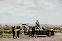 Group of friends on road trip photo