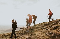 Friends hiking together, outdoor activity