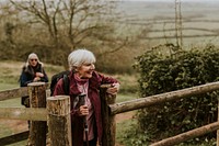 Senior women trekkers, countryside, outdoor travel