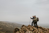 Senior hikers on mountain top