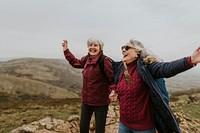 Happy senior women, outdoor travel