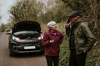 Senior couple's car broken down