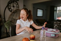 Happy girl, down syndrome student