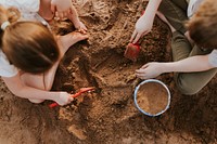 Kids playing sand, Summer vacation photo