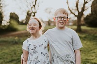 Happy siblings in the garden