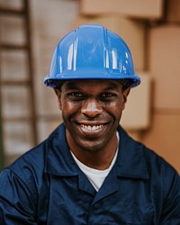 Professional moving service worker smiling