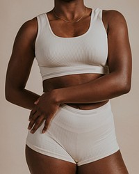 African woman wearing white sportswear  photo