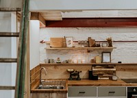 Aesthetic kitchen counter, home interior design