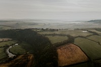 Aesthetic countryside background, aerial view