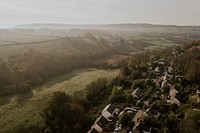 Aesthetic countryside background, aerial view