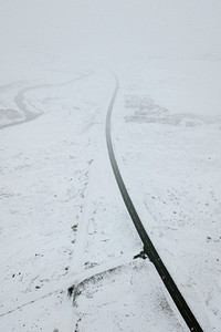 Aesthetic snowy road background, Winter photo