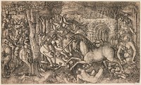 A King Pursued by a Unicorn (ca. 1555) print in high resolution by Jean Duvet. Original from the Minneapolis Institute of Art. Digitally enhanced by rawpixel.. Original from the Minneapolis Institute of Art.