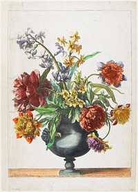 Blue Vase of Flowers. Hyacinth, narcissus, peonies, and anemonies, from Livres de Plusieurs Vase de Fleurs faicts d'Apres le Naturel (ca. 1660 painting in high resolution by Jean-Baptiste Monnoyer. Original from the Minneapolis Institute of Art. Digitally enhanced by rawpixel.. Original from the Minneapolis Institute of Art.