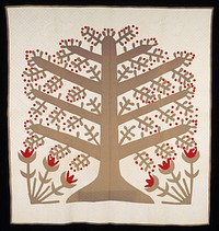 Cherry Tree or Tree of Life Quilt (ca. 1860s) textile in high resolution. Original from the Minneapolis Institute of Art. Digitally enhanced by rawpixel.. Original from the Minneapolis Institute of Art.