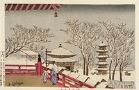 Snow Scene at Asakusa Temple. Original from The Los Angeles County Museum of Art.